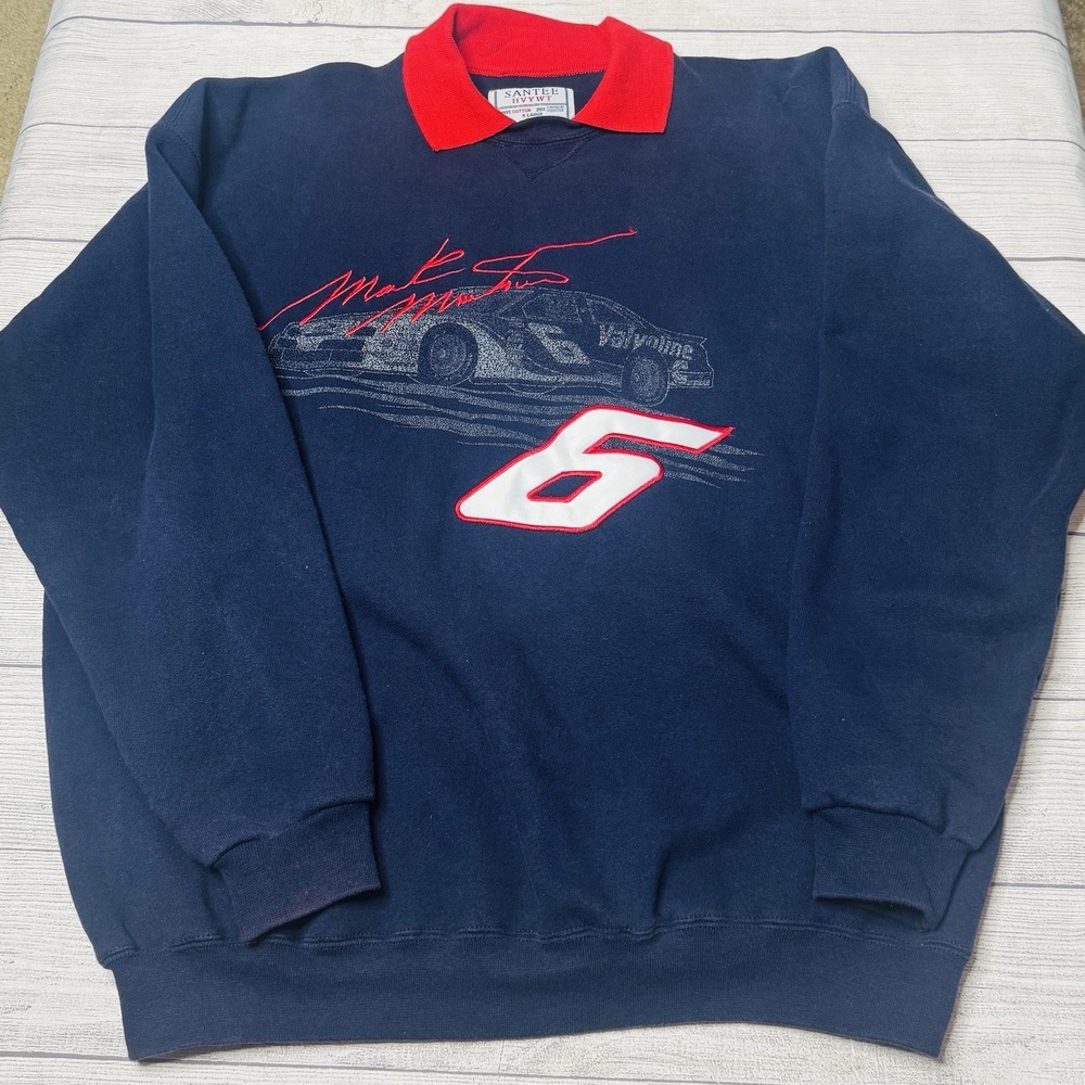 Santee Hvywt Mark Martin 6 Vintage Sweatshirt Navy Size‎ X-Large USA